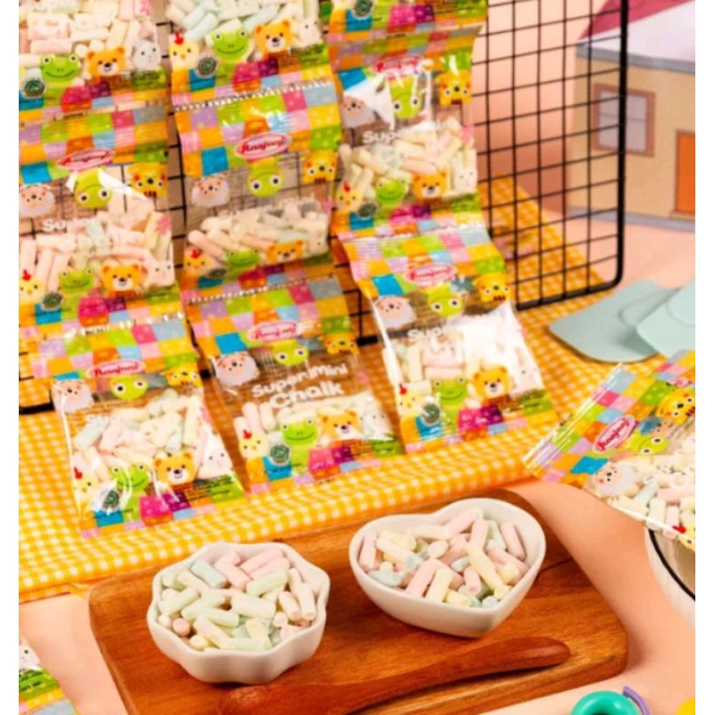 

Ranjani Supermini Chalk - Isi 20 Bks Permen Marshmallow Bentuk Unik Seperti Kapur