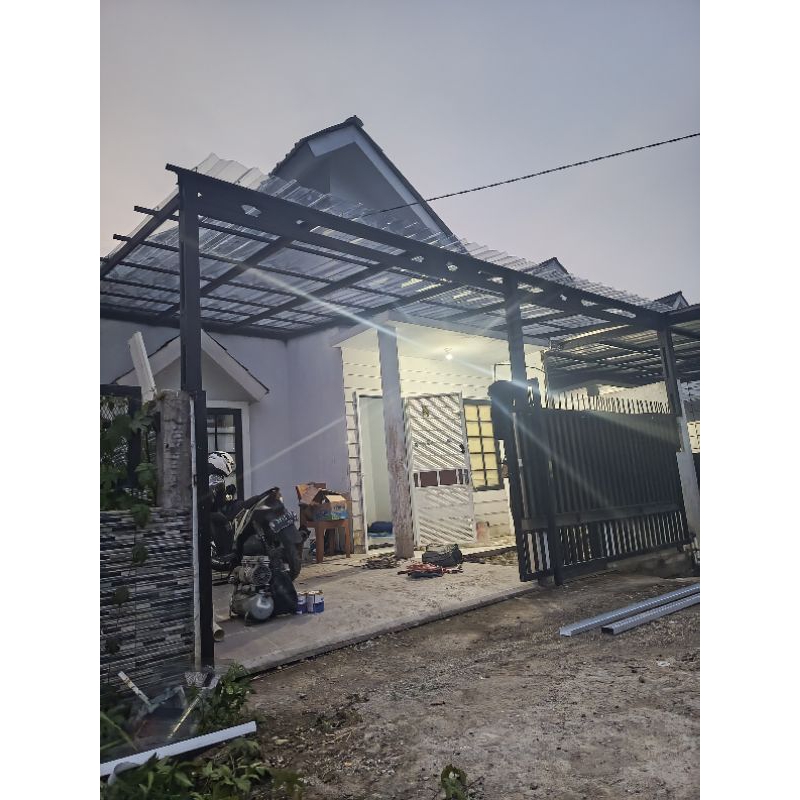 kanopi baja ringan atap sepandek transparan