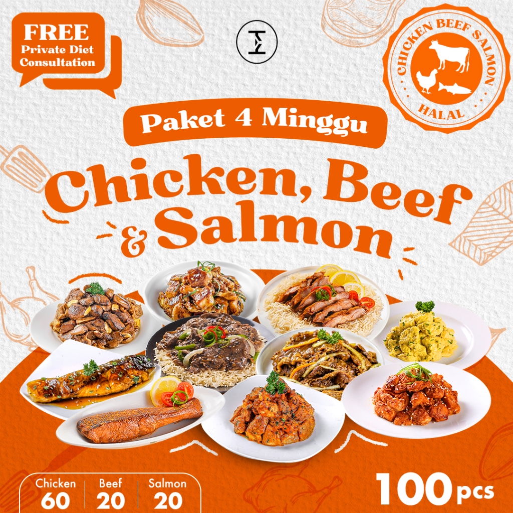 

Paket Diet 4 Minggu Daily Meals - Chicken, Beef & Salmon