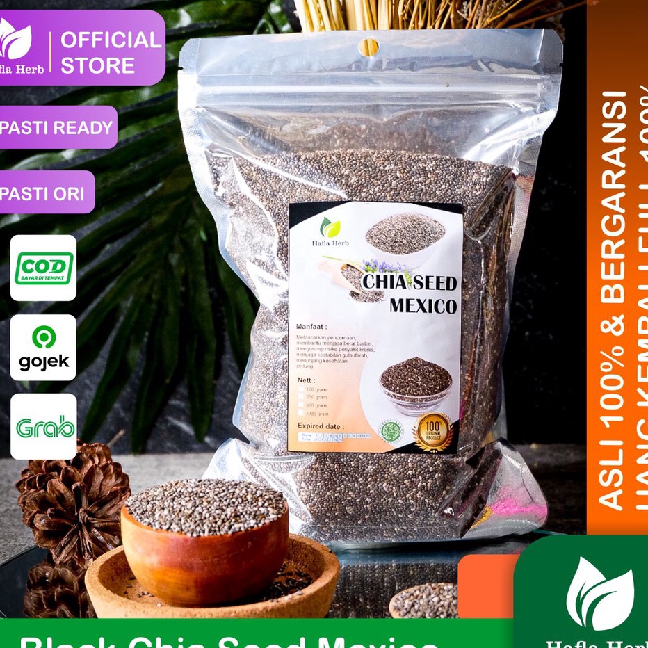 

NEW VARIAN Chia Seed Mexico Organic untuk Diet Freshly Black Cia Sead Organik fresly Biji Chia Seeds