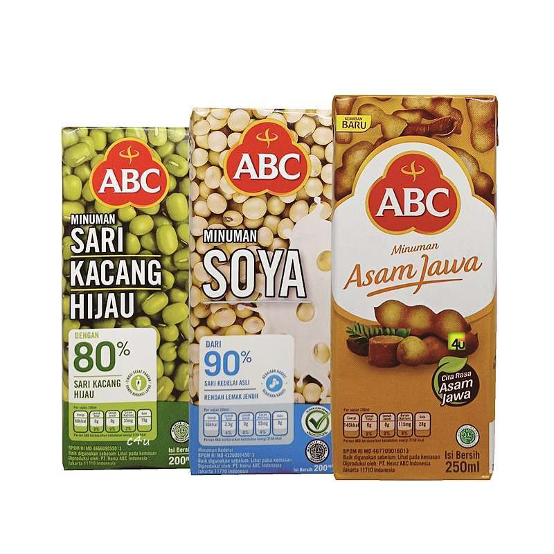 

ABC sari kedelai / sari kacang hijau / asam jawa 200 ml / 250 ml