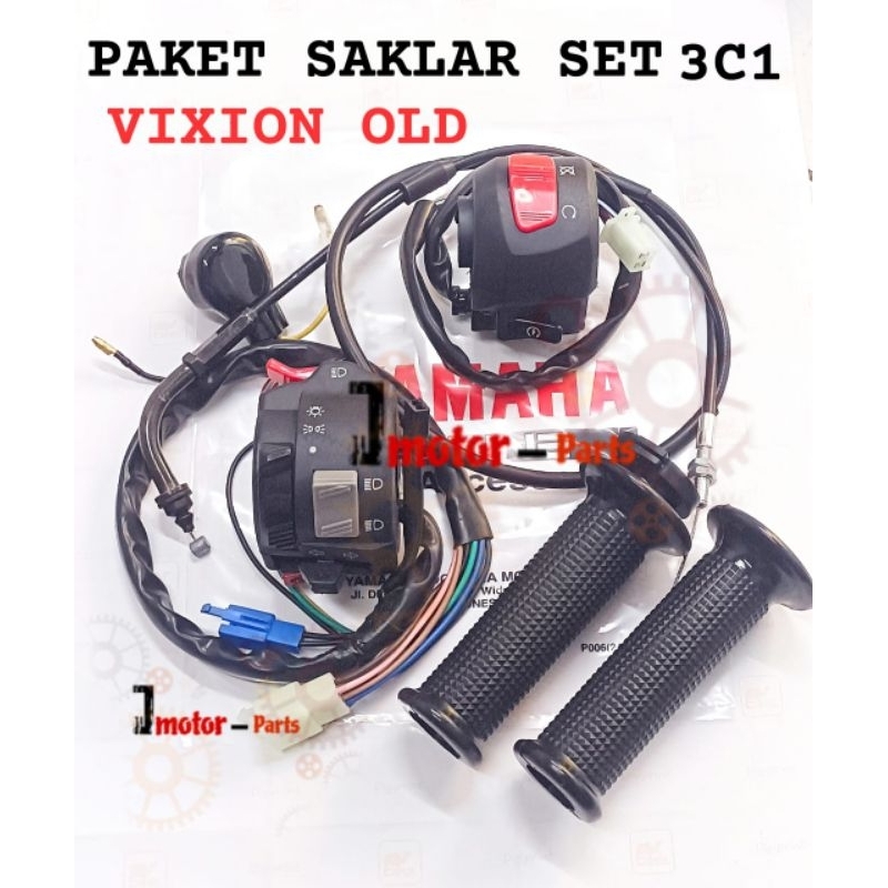 PAKET SAKLAR SET + GRIP + KABEL GAS ( 3C1 ) HANDGRIP HANDPAD SELONGSONG GAS SAKLAR KIRI KANAN VIXION