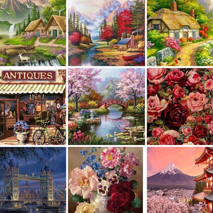 

PRODUCT TERKECE 4x5cm DIY Paint By Numbers Oil Painting Kit Canvas Paint by Number