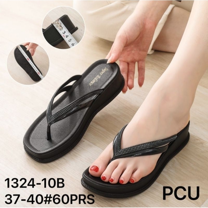 Sandal Jepit Hak Cewek Bahan Karet Jelly Balance Import
