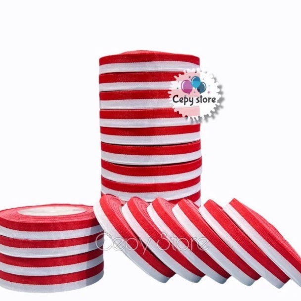 

SPESIAL BULAN INI 1 ROLL Pita Satin Merah Putih 5 Inch Pita Merah Putih 127 Cm
