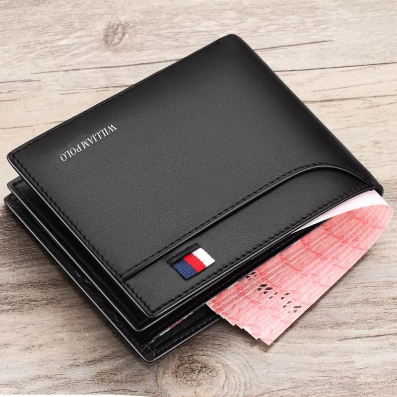 HOT SALE Dompet Pria keren dompet kulit sintetis Dompet laki-laki Dompet lipat dua Dompet anak muda