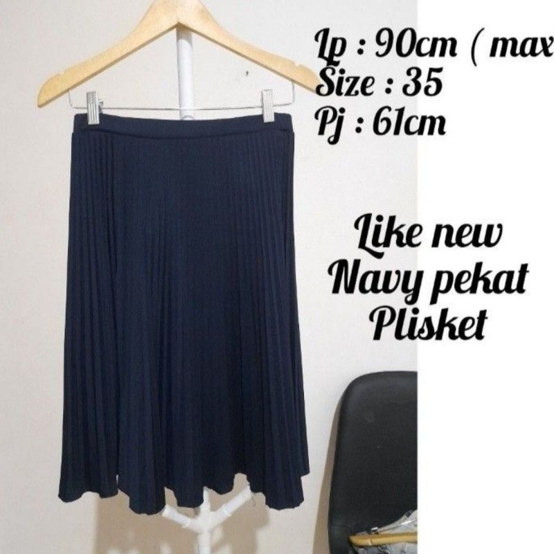 Rok Mini Skirt Plisket Pendek Biru Dongker