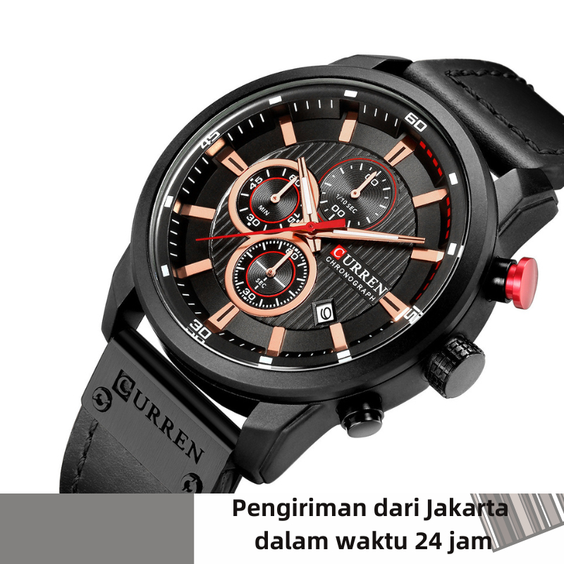 Curren Karien 8291 Jam Tangan Pria Sabuk Kalender Bisnis Jam Tangan Enam Pin Dial Kecil Multifungsi 