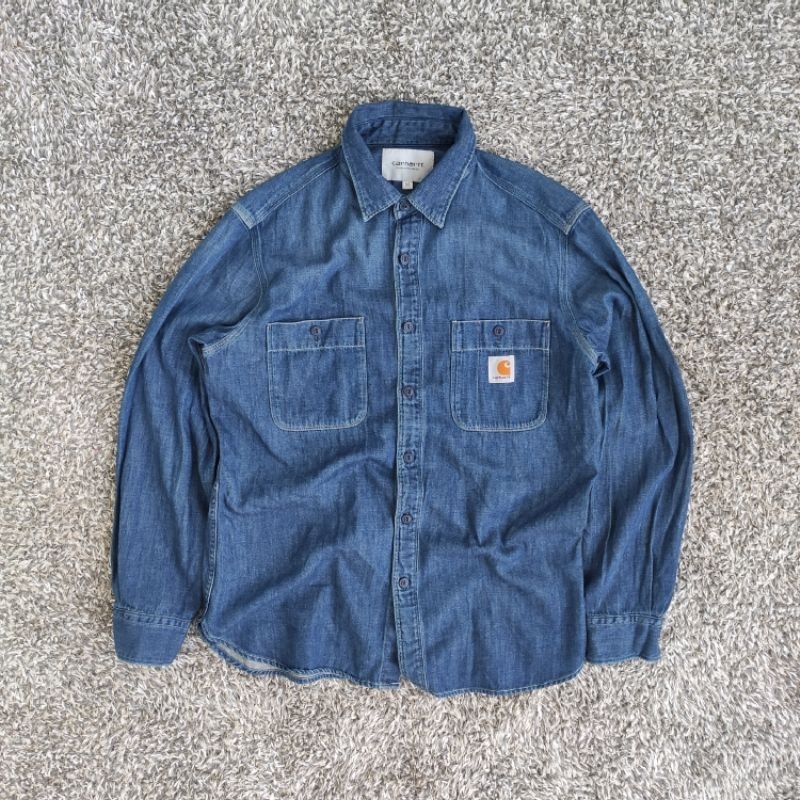 kemeja panjang carhartt biru