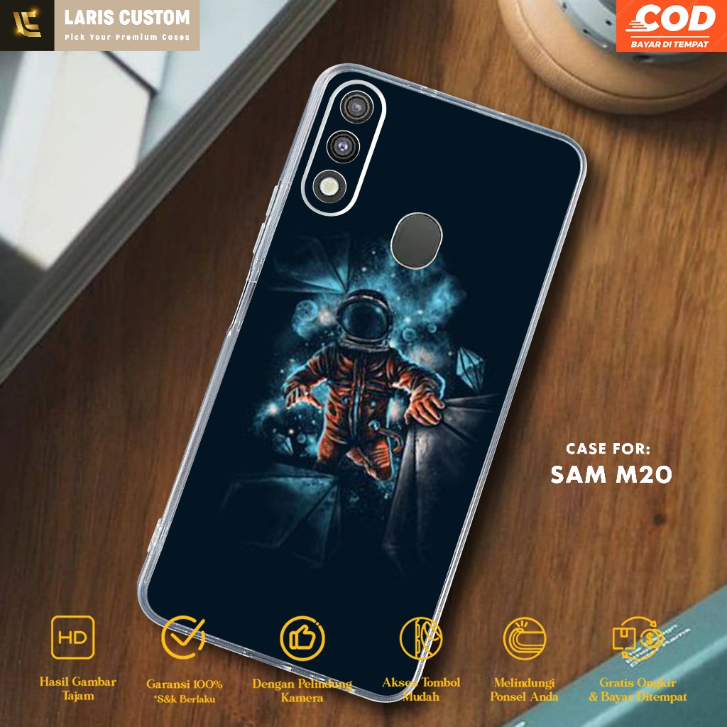 Case Samsung M20 Casing Samsung M20 Motif ASTRONOT - Softcase Bening Tebal - Clear Case Protect Came