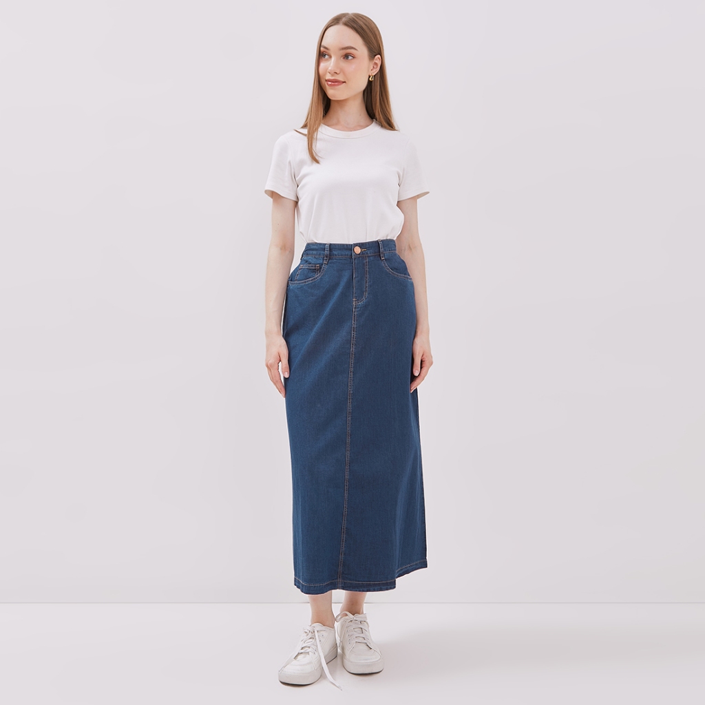 Flamoush Yandra Navy Long Skirt Wanita