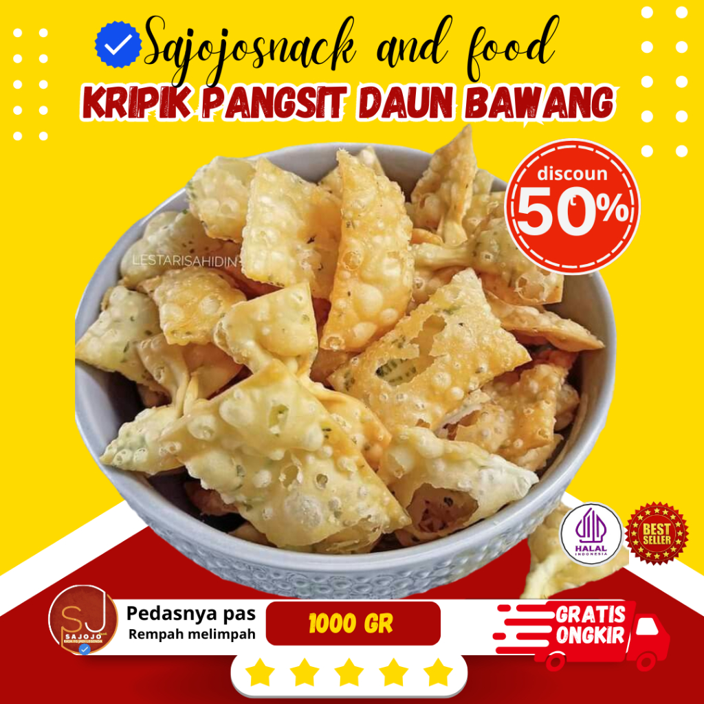 

1kg kripik pangsit daun bawang gurih renyah snack cemilan enak bestseller