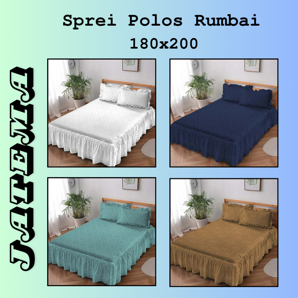 SPREI DISPERSE POLOS PUTIH RUMBAI TINGGUKURAN 180x200 TINGGI 20  [KING SIZE]