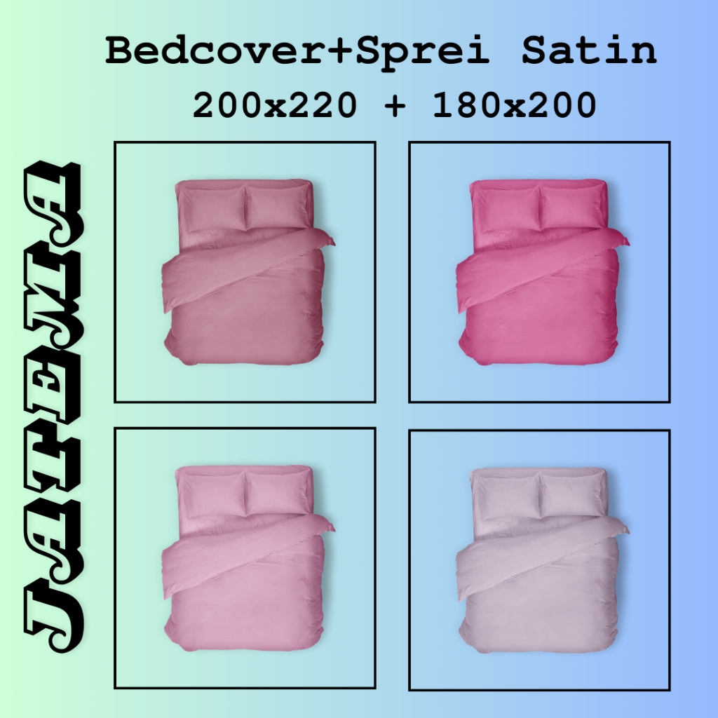 BEDCOVER MOTIF UKURAN 200x220 [KING SIZE] + SPREI RUMBAI 180x200 TINGGI 20 BAHAN SATIN PELES