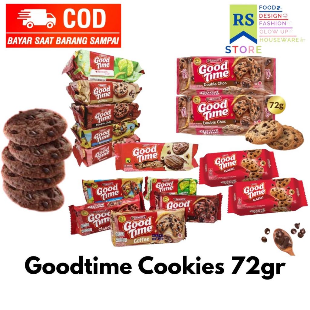 

biskuit good time choco cookies 72g & choco dip 71g / goodtime besar double choco 72gr - good time coklat / good time biskuit all varian 72gr (double choco, rainbow, coffee, choco dip, classic) / arnotts good time cookies / kue kering [ coffee | rainbow |