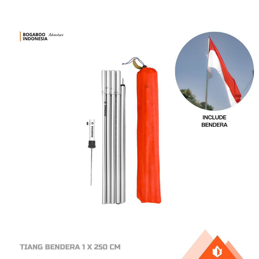 PAKET Tiang Bendera Bogaboo 3 Meter Dan 2,5 Meter - Tiang Bendera Lapangan - Tiang Bendera Pramuka O