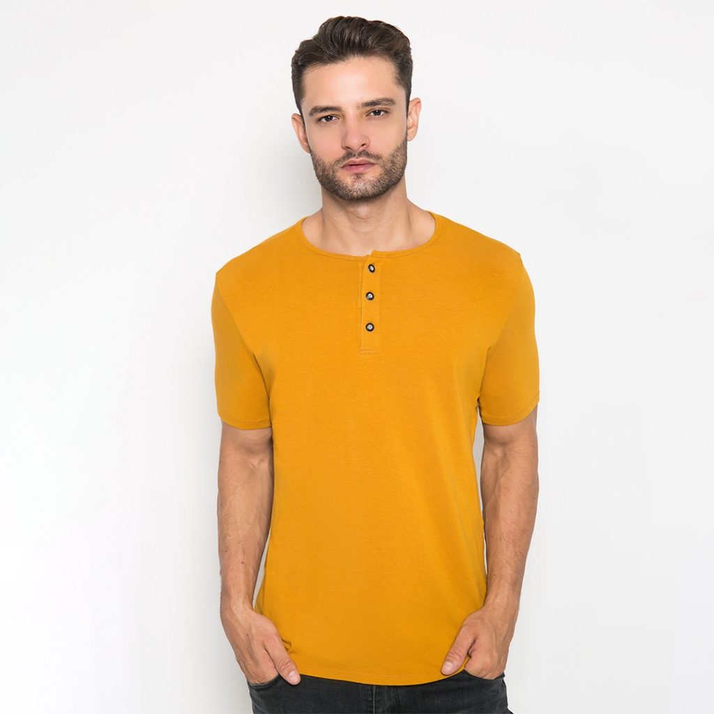 Johnwin - Kaos The One Placket - Longline Spandex - Kuning Mustard - FTS.621.M003.08.CSS