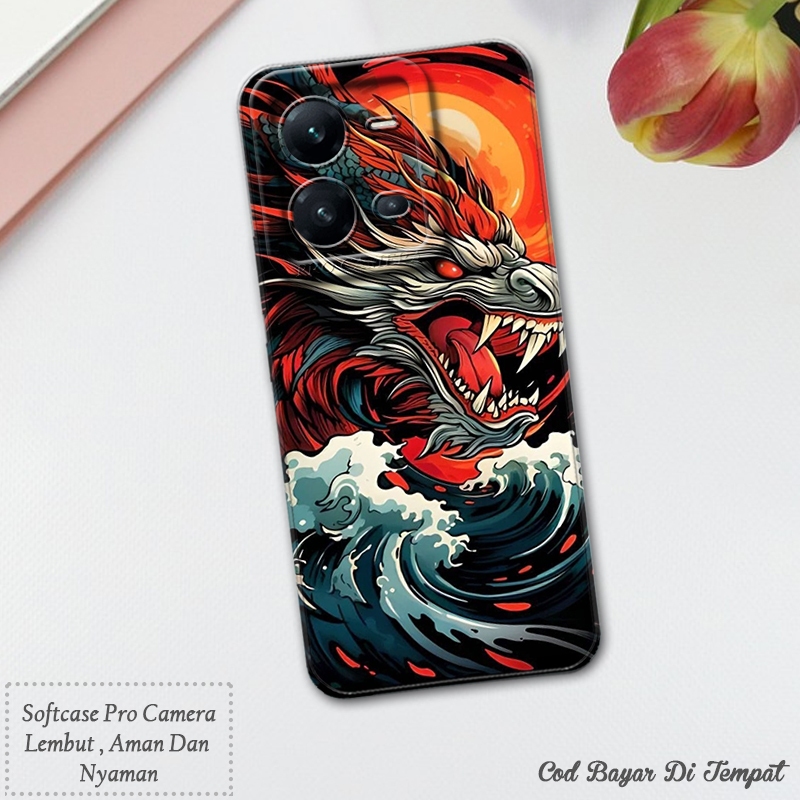 Softcase Cassing Hp Vivo V25 5G/V25E New Pro Camera Series Naga Dragon Cassing Handphone Lembut Sili