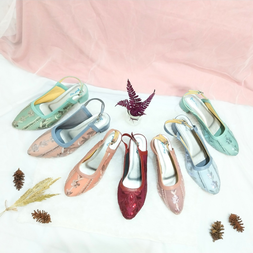 AIRUZ Sandal Heels Brukat 5cm Eliza | Sandal Wisuda Heels Tali Elegan