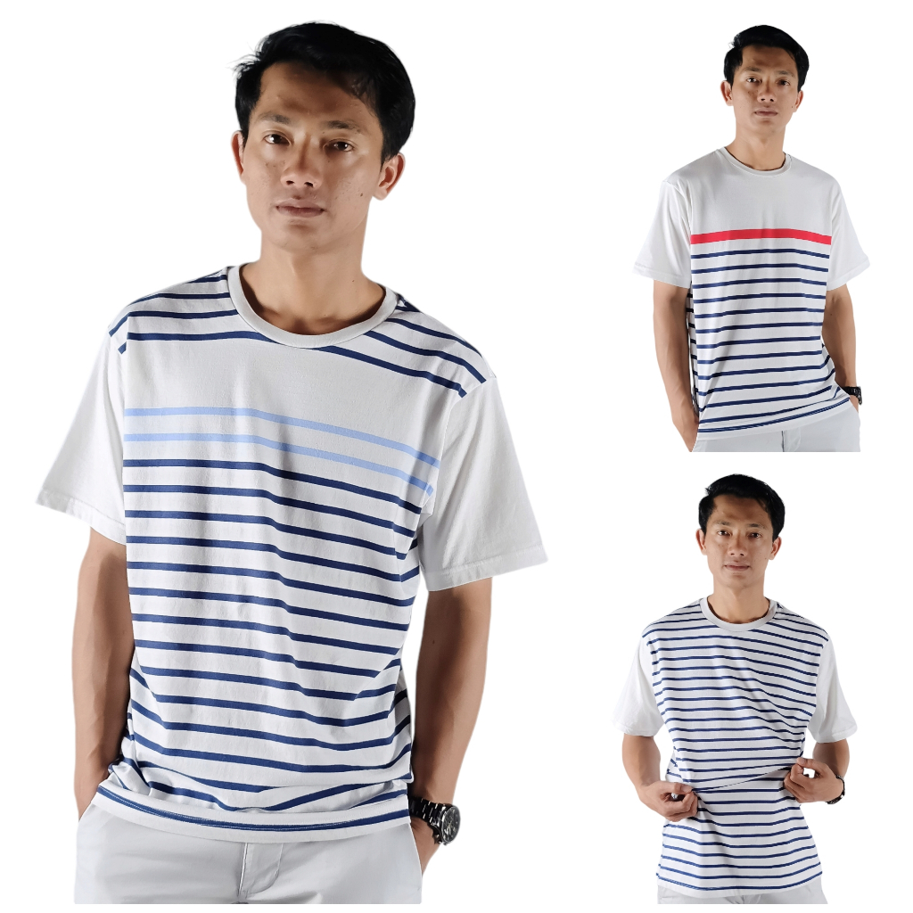 [AMM 33] Kaos pria lengan pendek stripe 3 warna