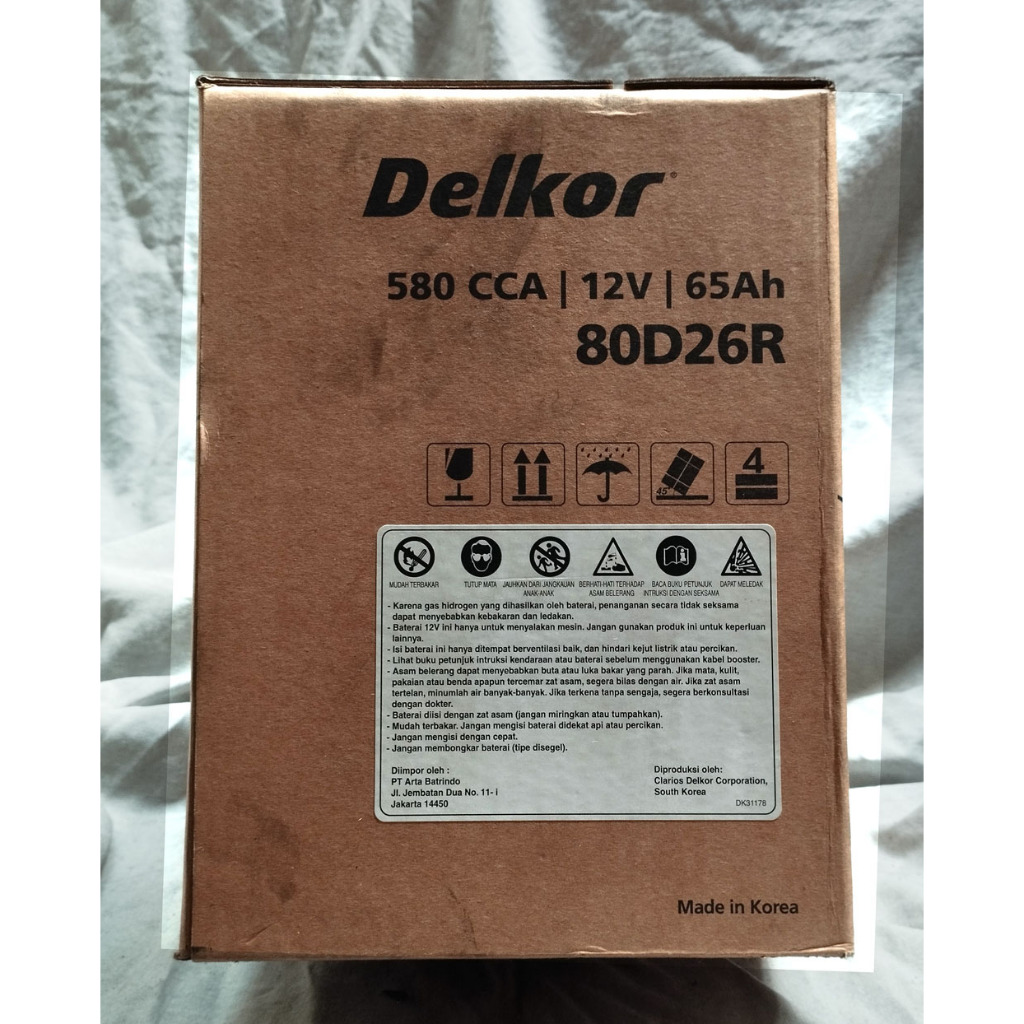 Aki Mobil DELKOR 80D26R Toyota Kijang Kapsul NS70 NX110-5R 80D26R