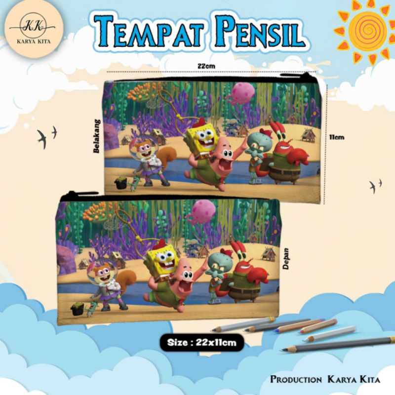 

tempat pensil/kotak pensil karakter anak SPONGEBOB 05 bahan import kualitas premium