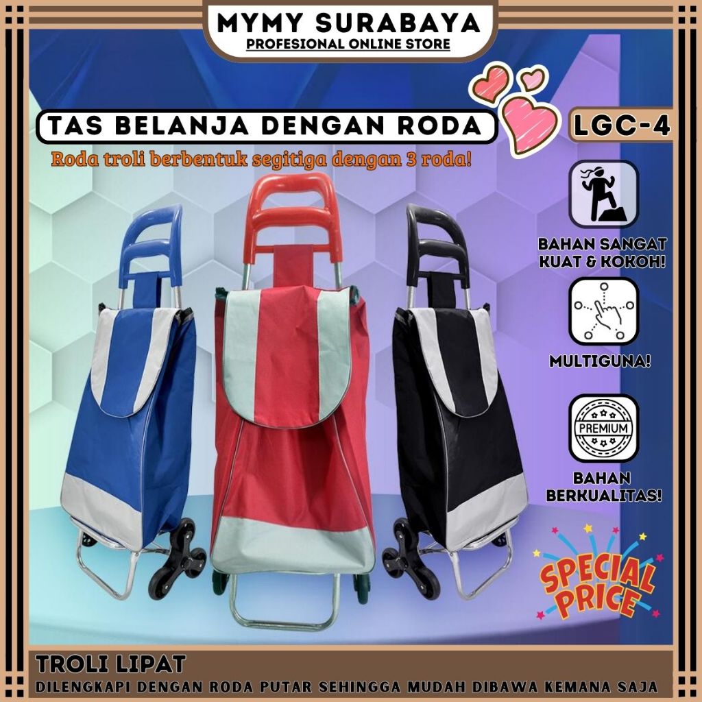 MYMY.SURABAYA Troli Lipat Troli Barang Tas Belanja Lipat Foldable Shoping Trolley Bag Keranjang Bela