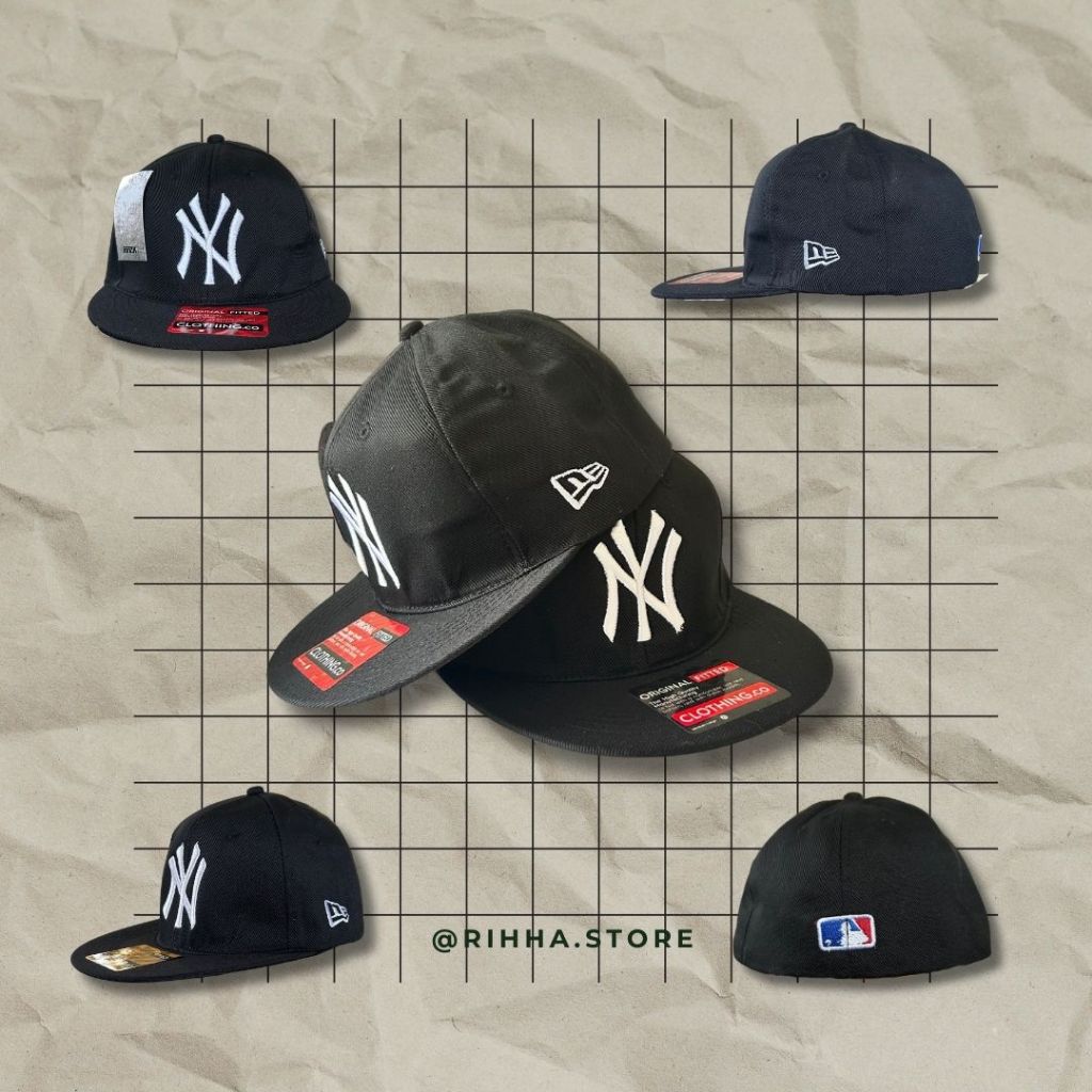 Topi Pria NY Logo Bordir Snapback Buid Up Bahan Rafel Suede Berkualitas