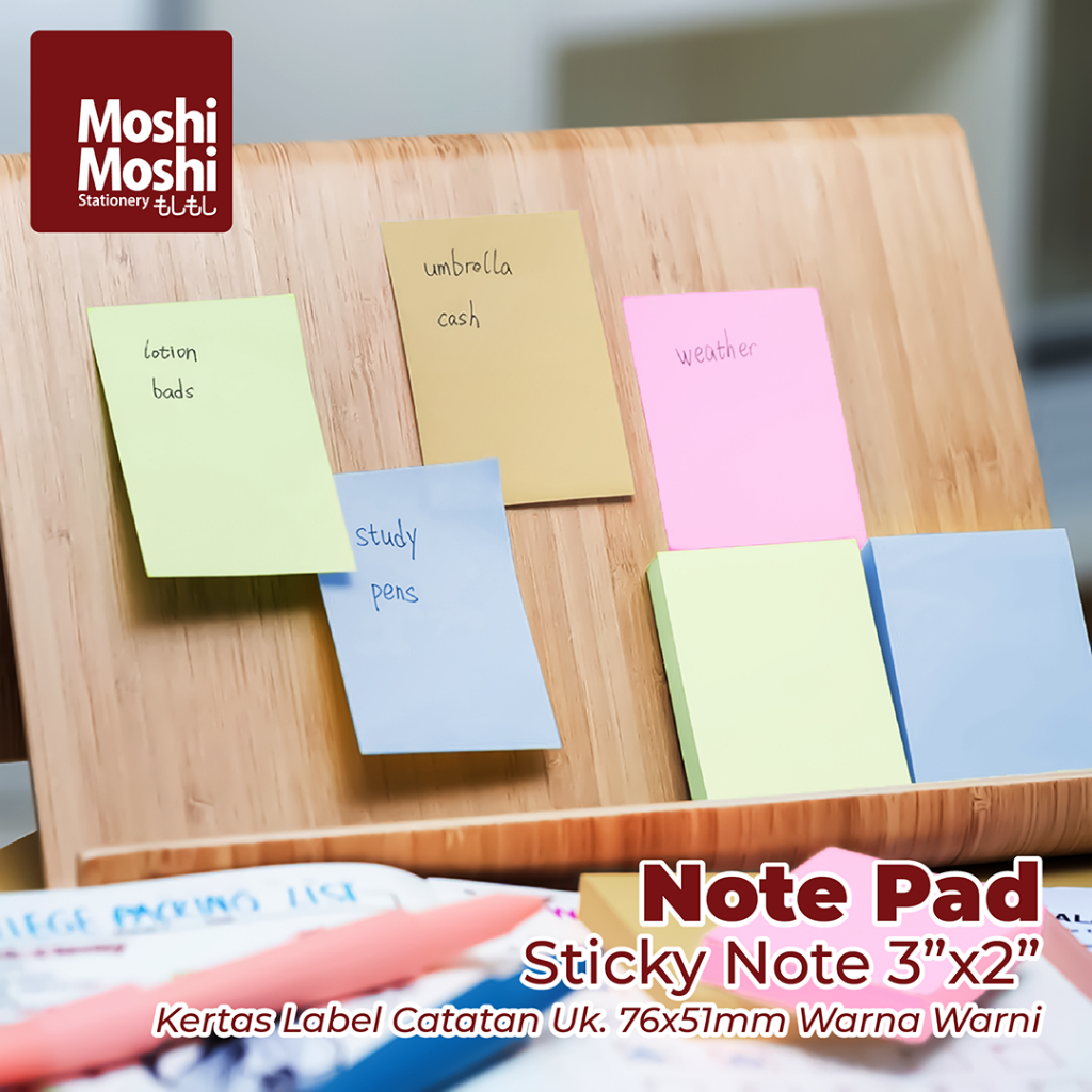 

Sticky Note Pad 3" x 2" Colors 100 Sheet Stiker Kertas Memo Label Catatan Ukuran 76 x 51mm Kotak Warna Warni