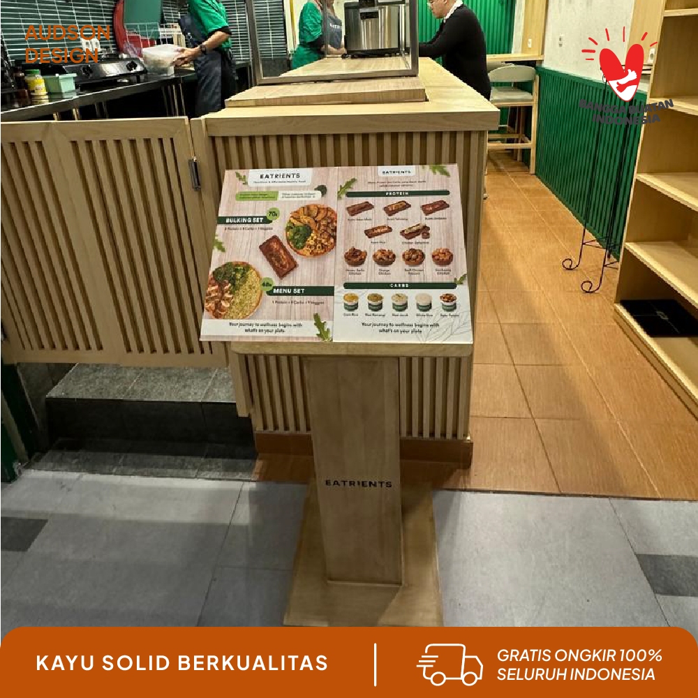 Stand Buku Menu Cafe restoran tempat buku menu kayu solid - Trient Stand Manu Invoice