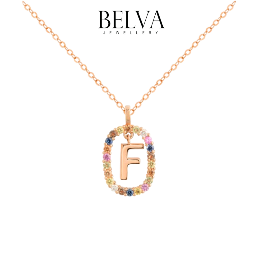 Kalung Berlian Inisial F - Kalung Huruf Sapphire - Belva Jewellery - TBANKAU2295