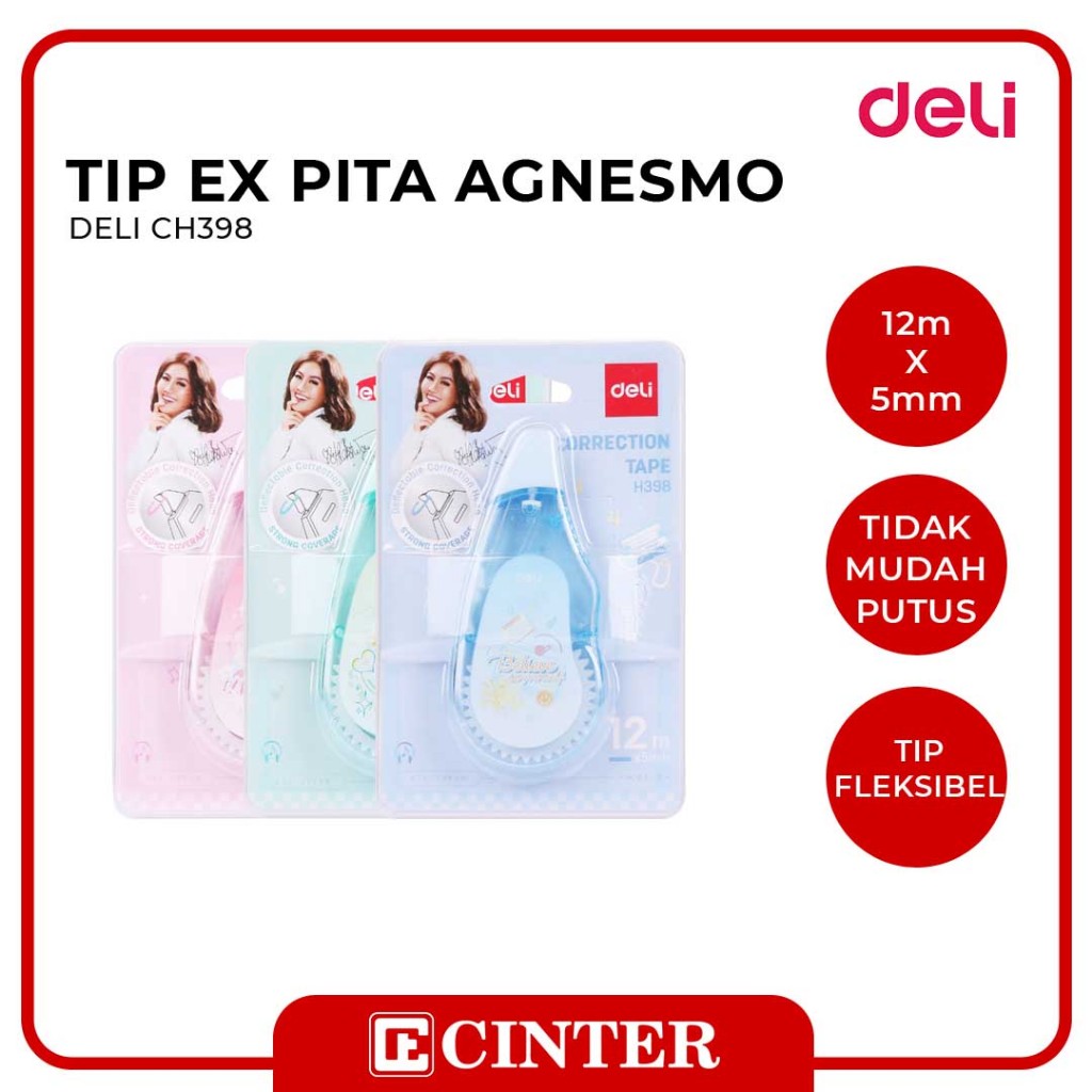 

DELI - CORRECTION TAPE / PITA KOREKSI / TIP X KERTAS GULUNG CH398 12MX5MM SPECIAL AGNES MO EDITION