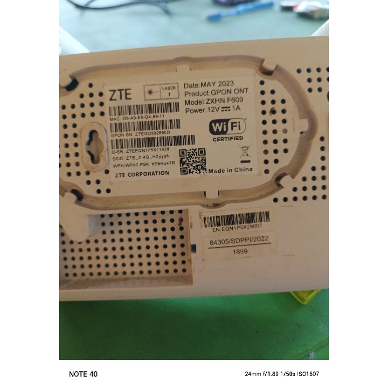 ont gpon zte zxhn f609 v3 rusak mati