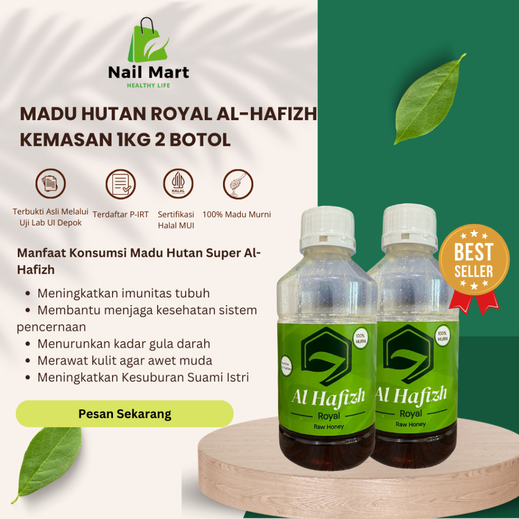 

Madu Hutan Royal Murni Asli Al-Hafizh Kemasan 1kg 2 Botol - Lulus Uji Lab UI Depok - Sertifikat Halal MUI