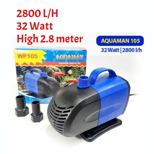AQUAMAN WP 105 Mesin Pompa Celup Filter Aquarium Aquascape Air Terjun Kolam Ikan Gelembung Udara Oks