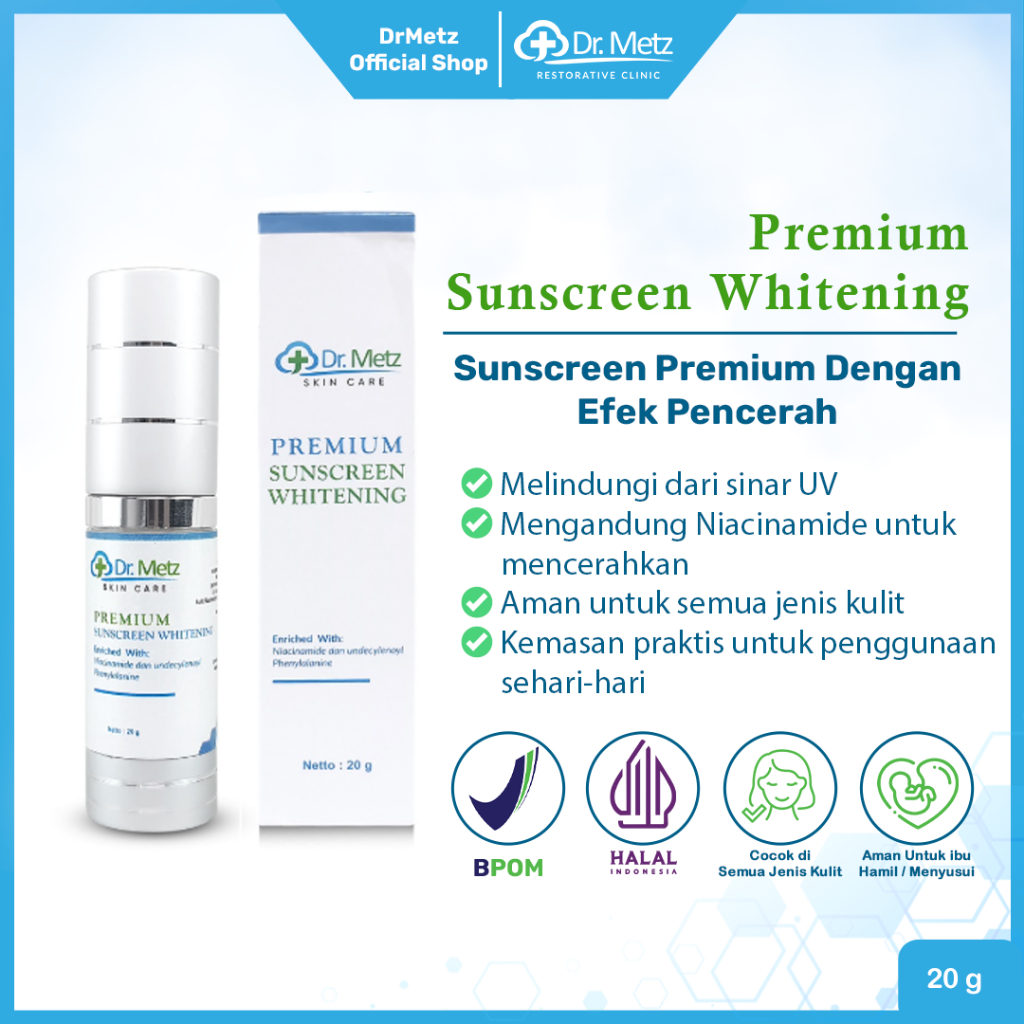 Dr Metz Skincare Premium Sunscreen Whitening 20 gr - Day Cream Krim Siang Untuk Mencerahkan