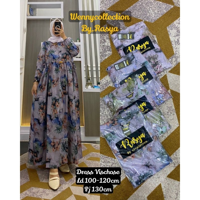 lok MIDI DRESS RAYON MOTIF BUNGA RASYA