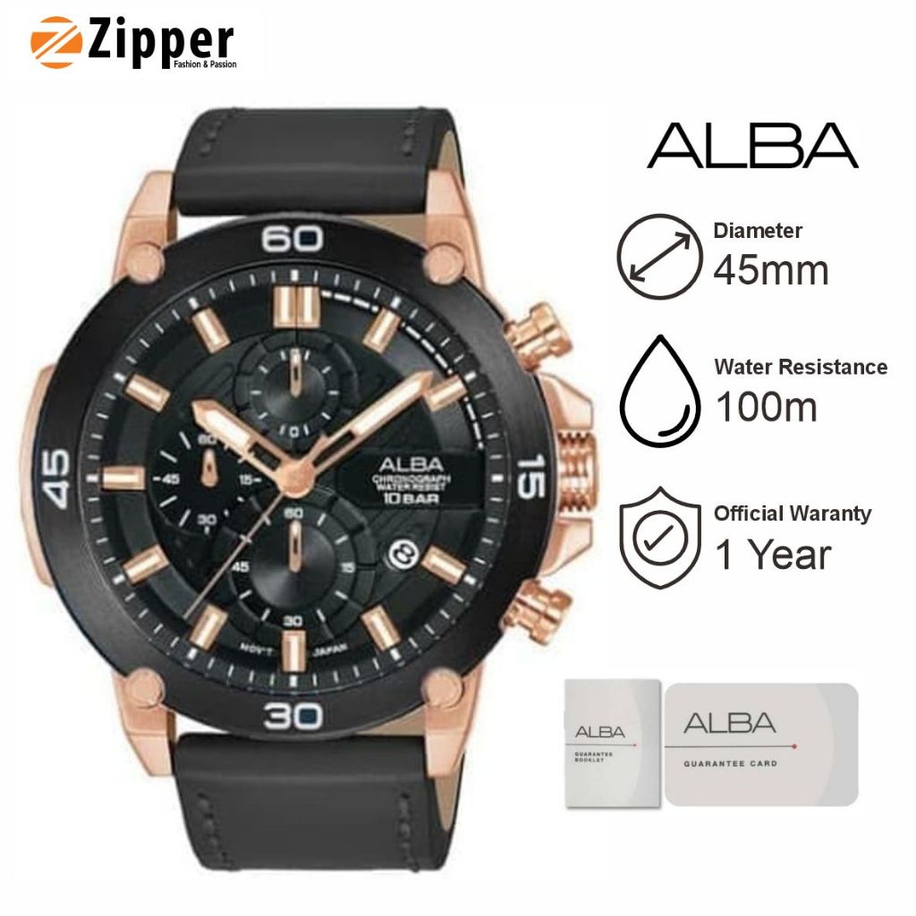 Jam Tangan Pria ALBA AM3748 Strap Kulit Original Garansi Resmi
