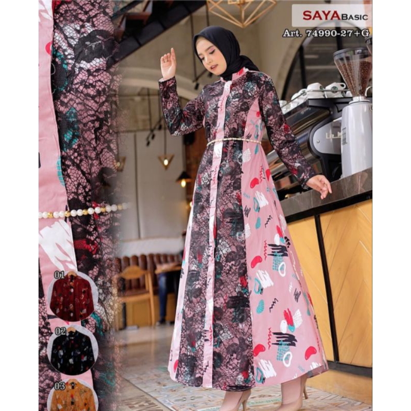Gamis + setcel Katun Stretch by saya basic