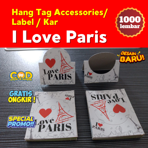 

(1000 lbr) Kertas Label gantungan HangTag Aksesoris Kar kotak gantungan produk, Love Paris, KW Super