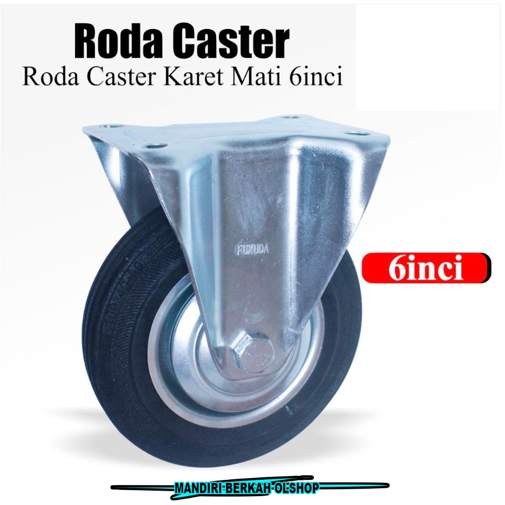 Roda Karet Roda Caster 6 Inch 150mm Rubber Karet Mati Roda Lori Roda Troli 1 Pcs