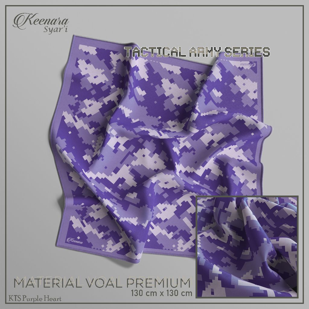 Keenara-Hijab Kerudung Segi Empat Motif Series Army Syar'i 130x130 Series Voal Sublime Premium