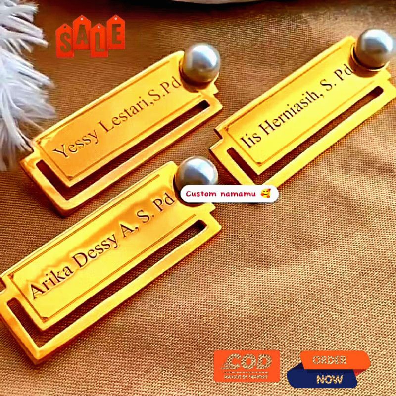 bros nama mutiara bros profesi guru, bidan,dokter, lapis emas costum nama