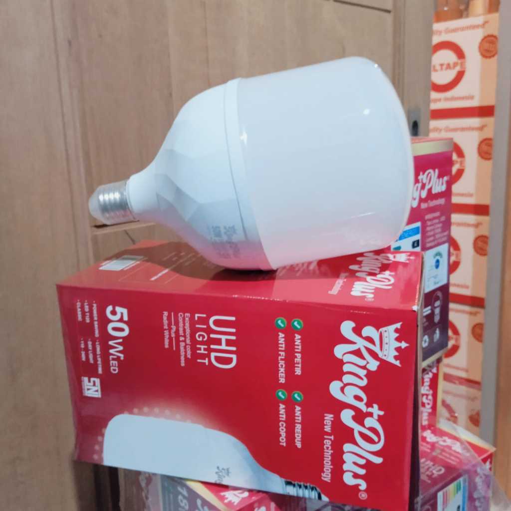 LAMPU LED KING PLUS 50W Cahaya Putih 50 Watt Garansi Resmi 1 Tahun - Type JUMBO Dus Merah