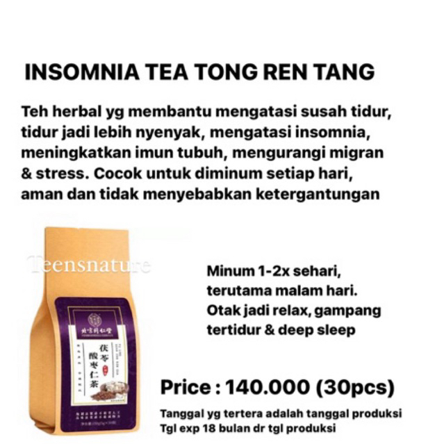 

INSOMNIA TEA TONG REN TANG HONGKONG