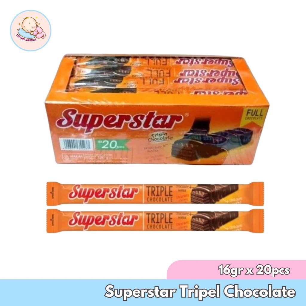 

Superstar 20pcs Tripel Chocolate 320gr Wafer Salut Coklat Krim Cokelat Kemasan Besar