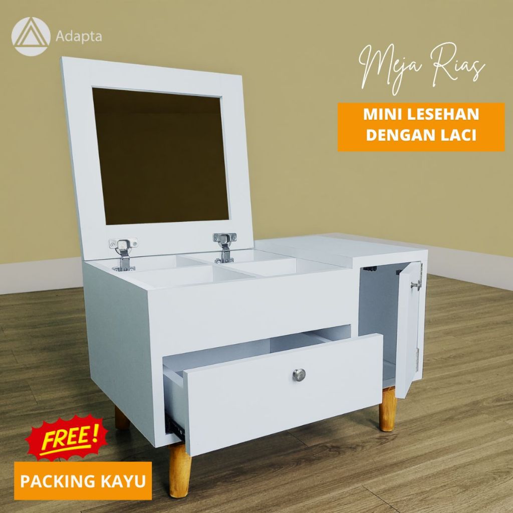 Adapta-Meja Rias Minimalis Aestetic -Meja Rias Lesehan Anak Perempuan- Meja Rias Dengan Laci-Lesi-E7
