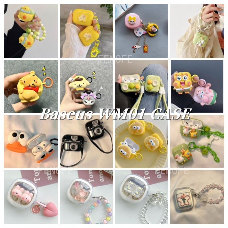 CASE Baseus WM01 Character Bluetooth Wireless Silicone Baseus WM01 casing Lucu Kartun Earphone Case 