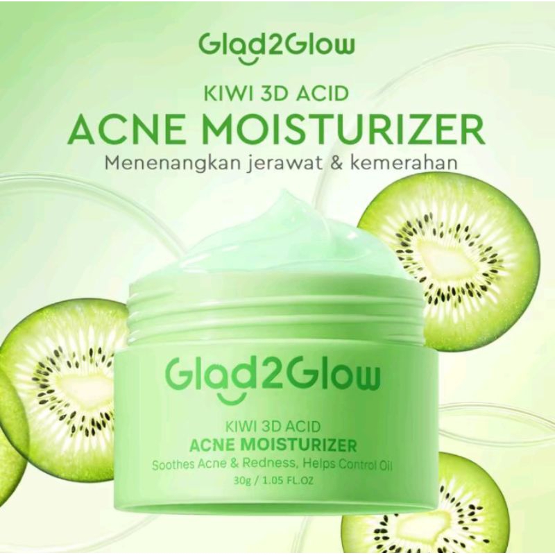 (ready) glad2glow kiwi 3D acne moisturizer hijau glad 2 glow g2g