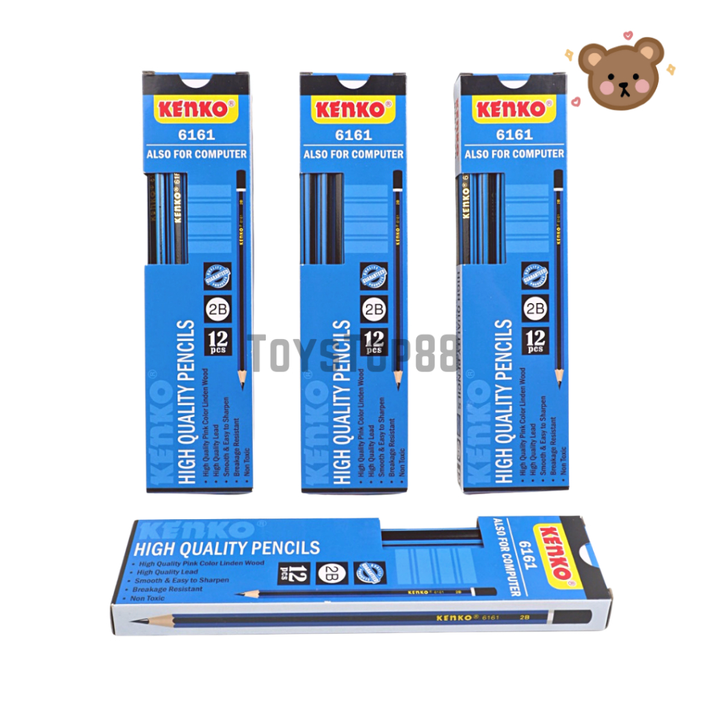 

Pencil 2B Kenko 6161 Biru Hitam - Pensil Kayu Komputer Ujian Hexagonal Lusinan Grosir [1 BOX isi 12 PCS]